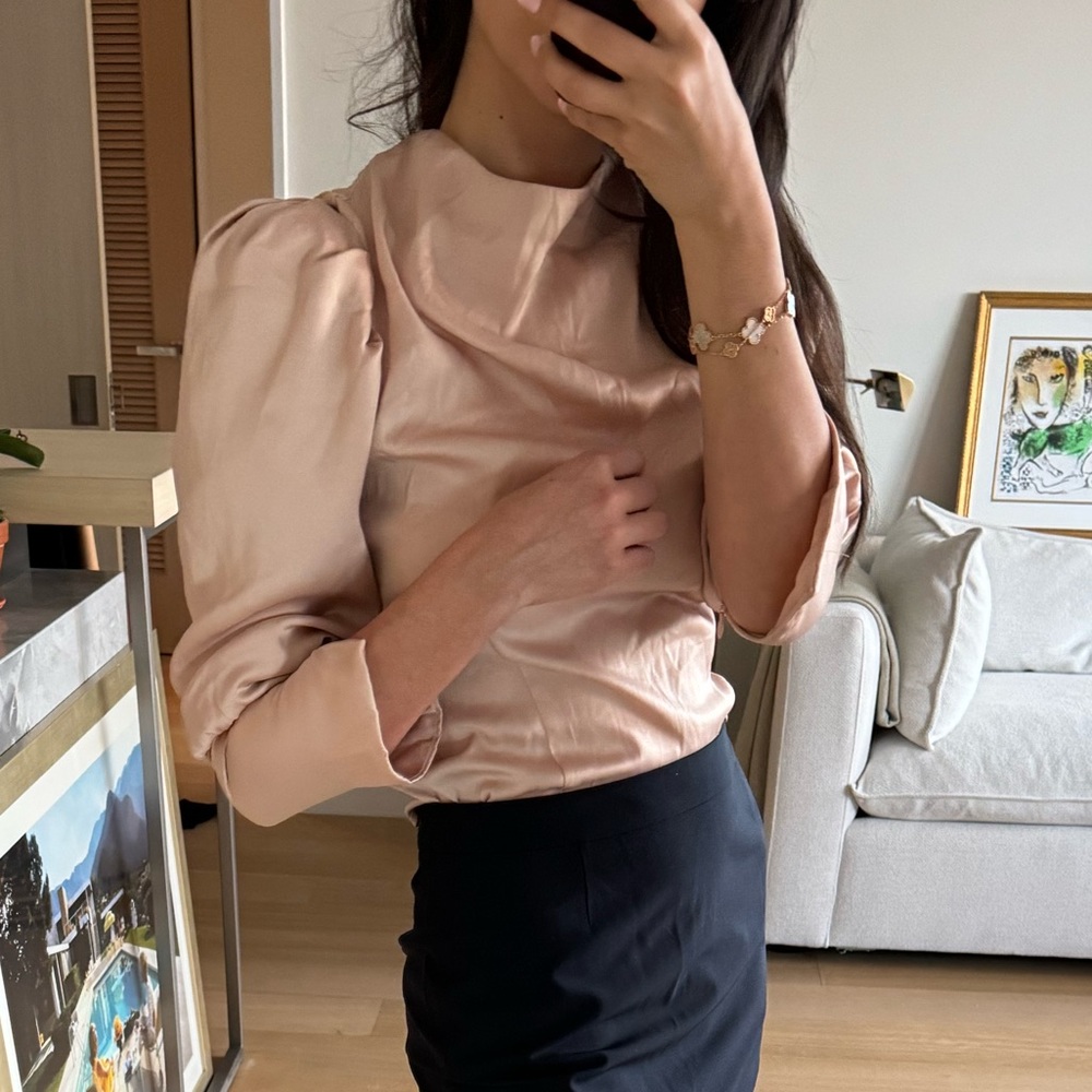 Astr Blush Pink Satin Blouse